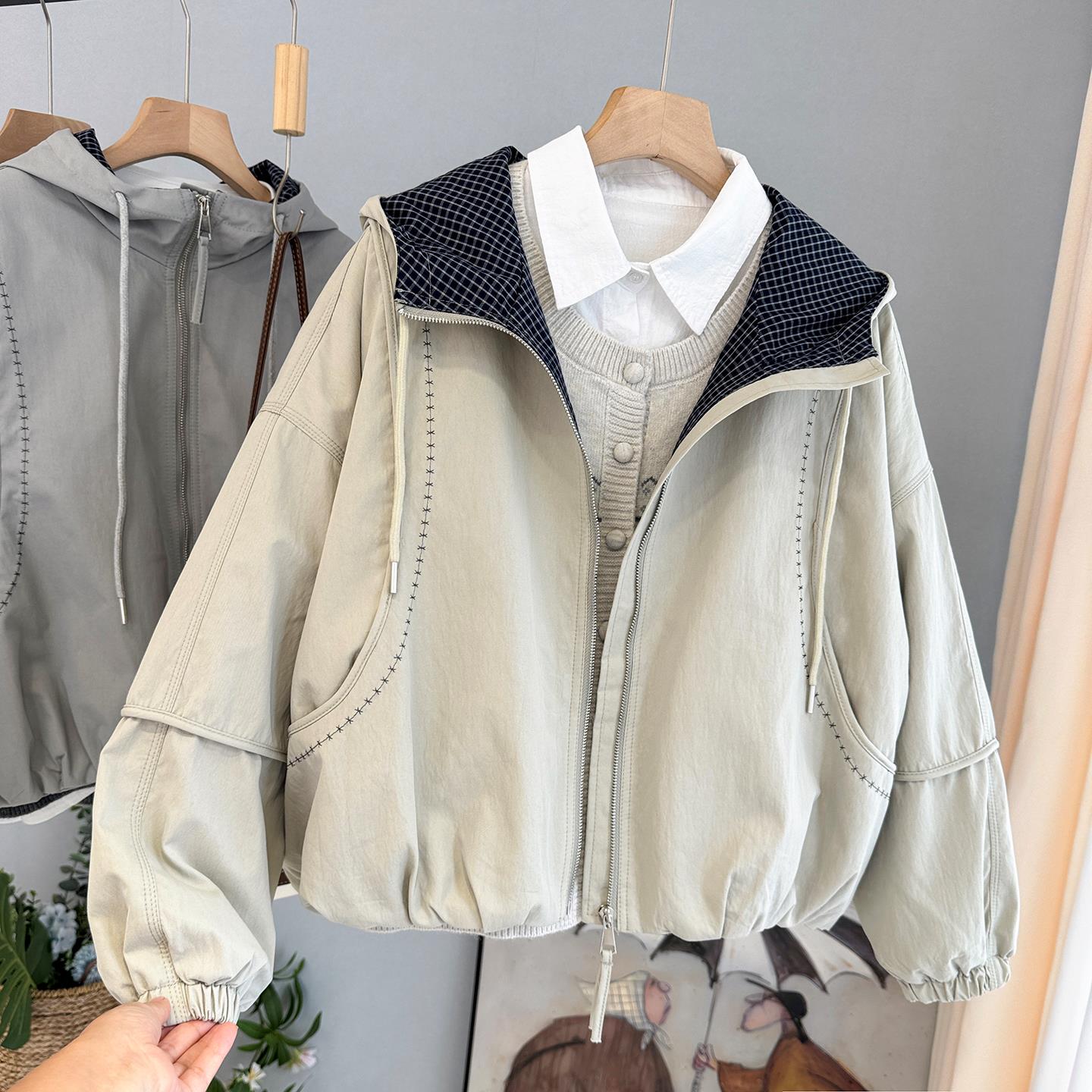 明线设计加棉外套女2025