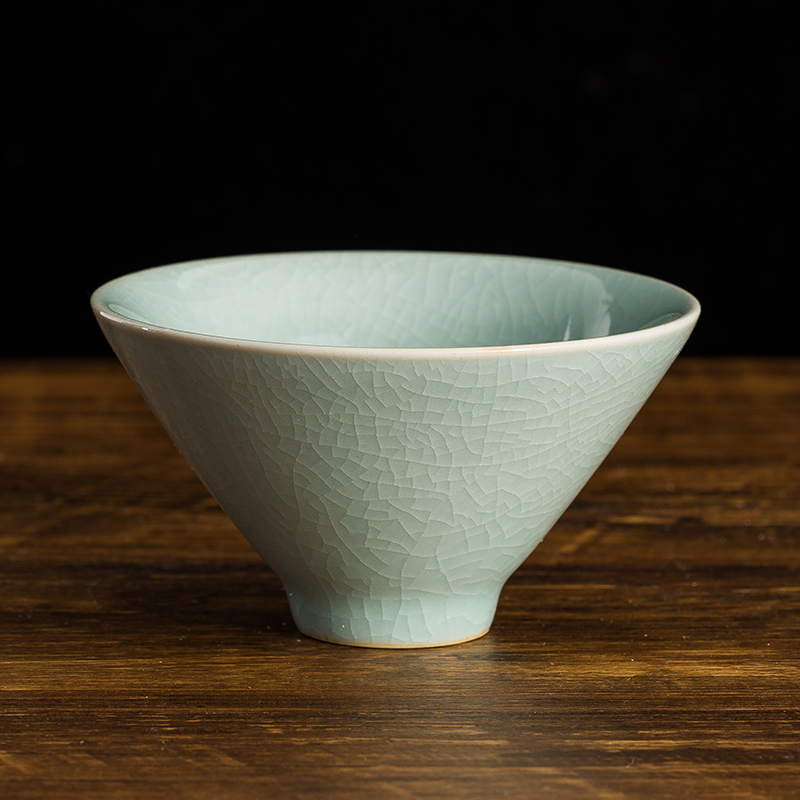 斗笠盏杨聚斌大师粉青釉主人杯汝州原产汝瓷功夫茶具汝窑茶杯