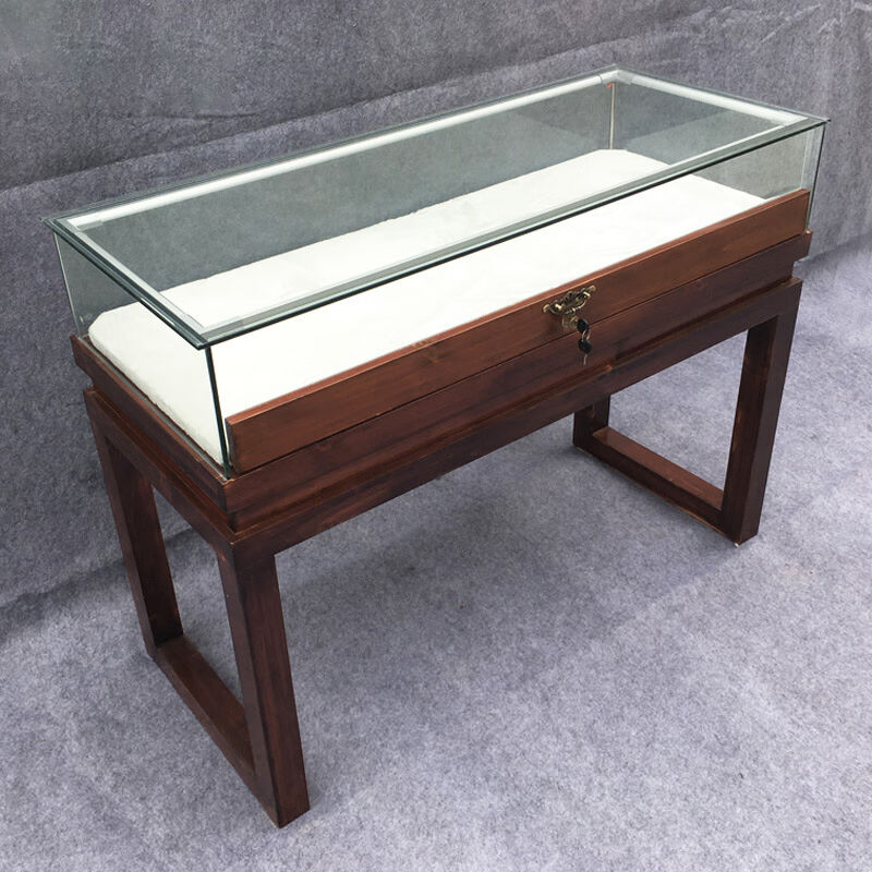 唐辑中式实木博物馆展示柜珠宝饰品玉器复古玻璃展示柜台地柜100*