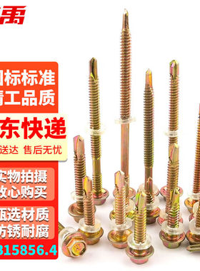 冰禹BJyl-38912#彩锌外六角自攻螺丝钉GB15856.4法兰钻尾钉燕尾木