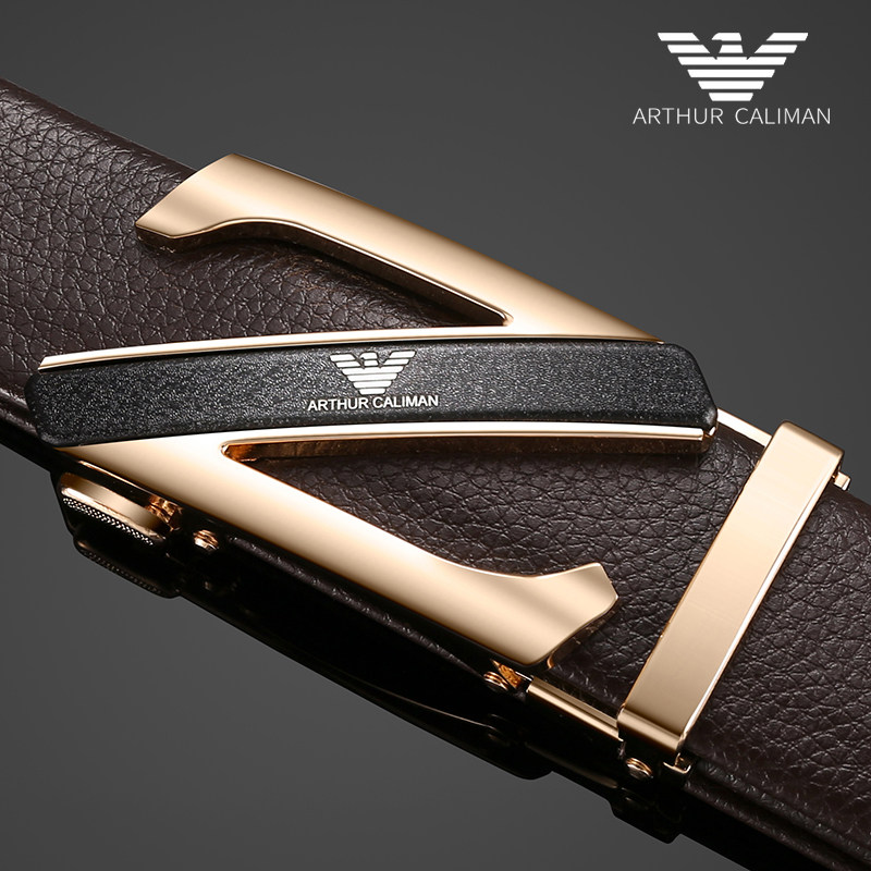 新款皮带男牛皮自动扣真皮裤腰带潮流商务型男士黑色腰带