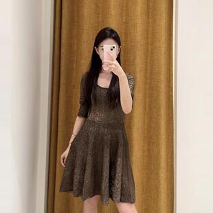 maSande2024秋冬新款女装法式七分袖短款蓬蓬裙针织连衣裙MFPRO03