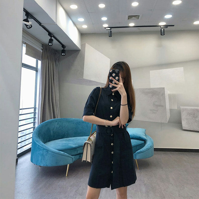 包邮 连衣裙2020衬衫领系带修身短裙女SFPRO00988