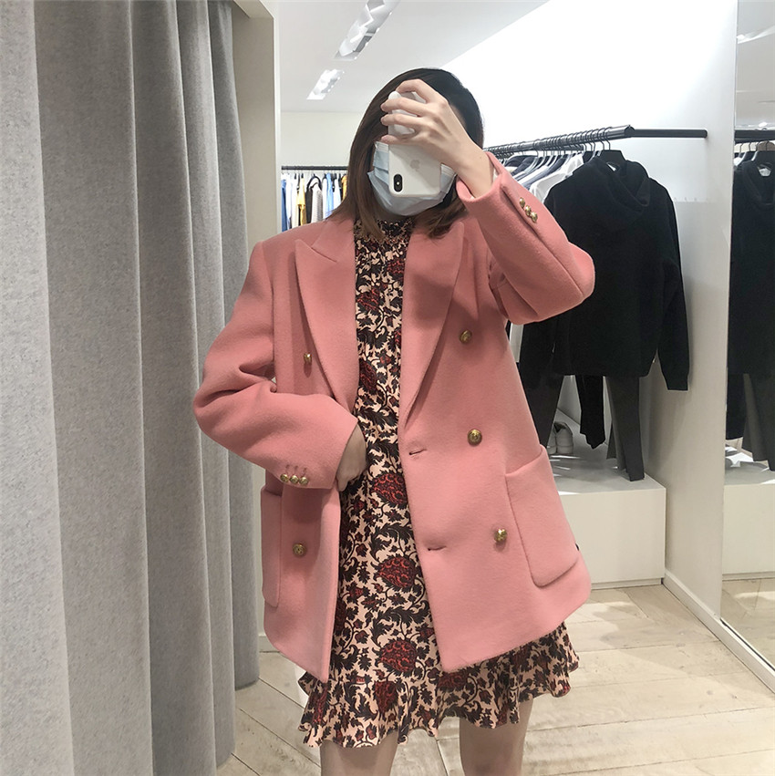 sandro纯色翻领通勤风宽松外套