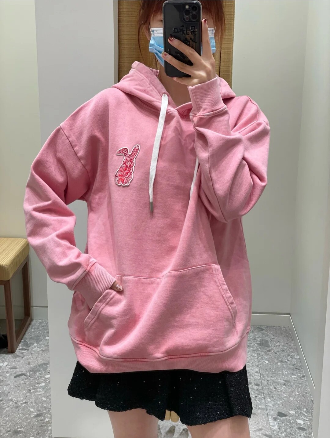 兔子贴标运动卫衣宽松