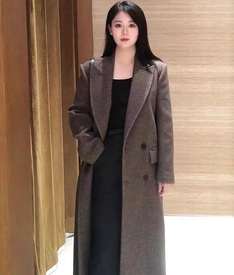 秋冬新款女装宽松直筒美拉德毛呢大衣外套SFPOU0056
