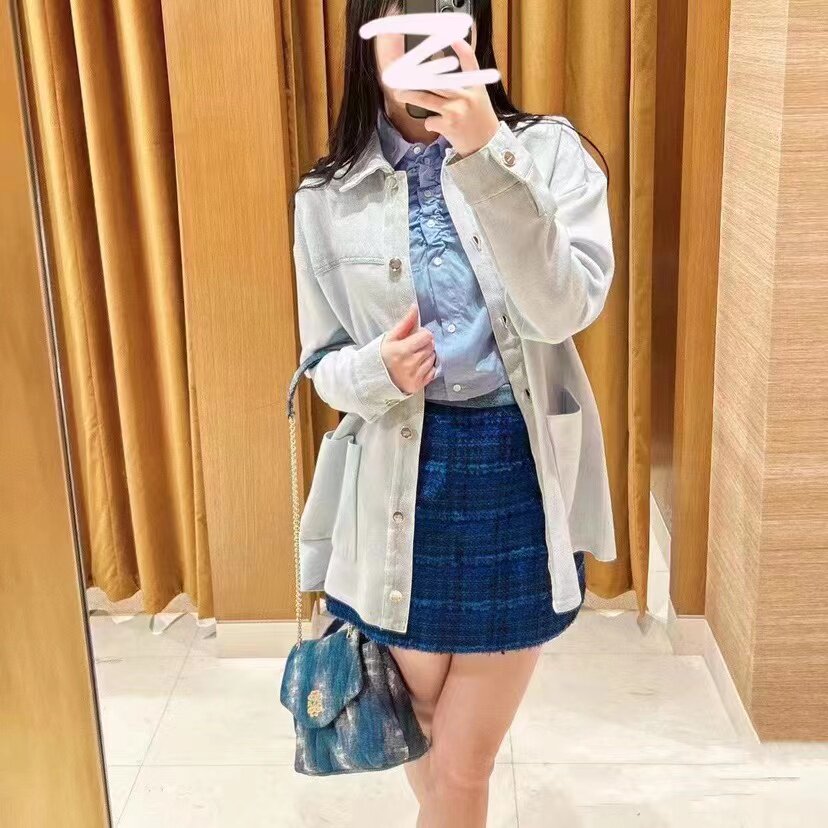 休闲针织拼接牛仔外套夹克