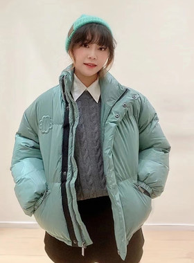 四叶草刺绣立领短款棉服外套