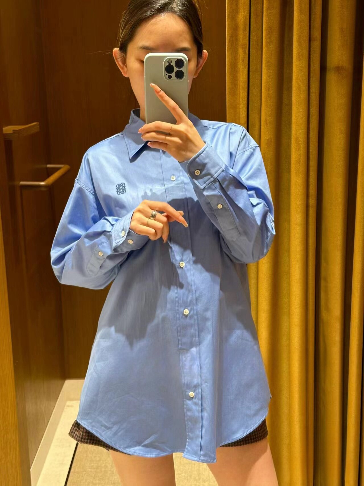 经典双S标志宽松棉质衬衫