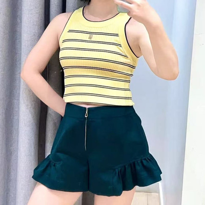 2025早秋新款女装法式多巴胺条纹修身针织背心SFPPU02635