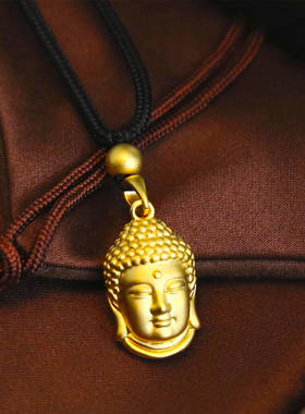 钛钢不掉色如来佛头黑绳项链