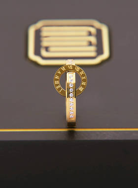 钛钢不褪色罗马数字锆石女戒