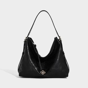 天锚国际明星同款松涛植鞣牛皮hobo腋下包女褶皱托特包单肩斜挎包