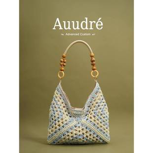 天锚国际沙滩度假草编包女式2026新款通勤百搭编织单肩包手提托托