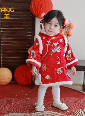 女童加绒旗袍秋冬装连衣裙