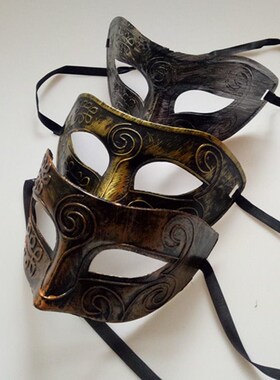 Men's greco-roman warrior masquerade costume dance mask gold