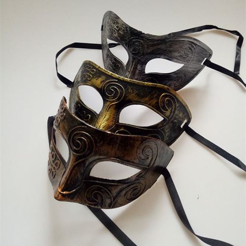 Men's greco-roman warrior masquerade costume dance mask gold