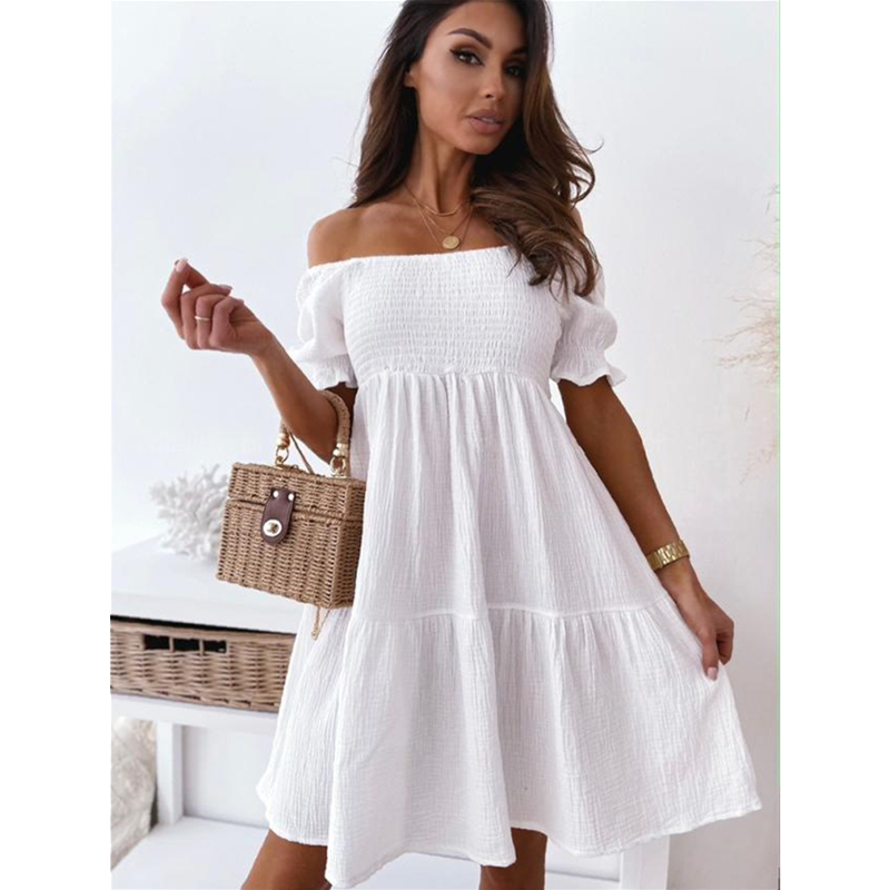 summer women dresses sexy off shoulder ladies skirt收腰女裙