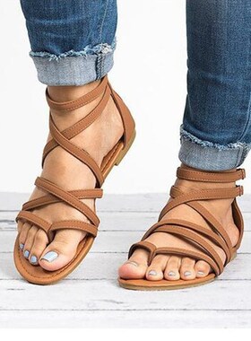 Large cross-strap sandals for women春夏wish速卖通亚马逊