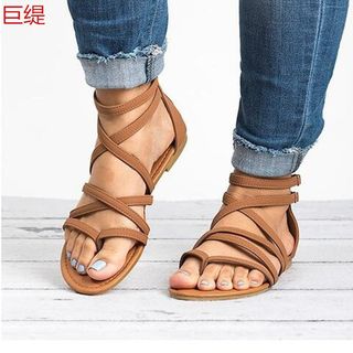 Large cross-strap sandals for women春夏wish速卖通亚马逊