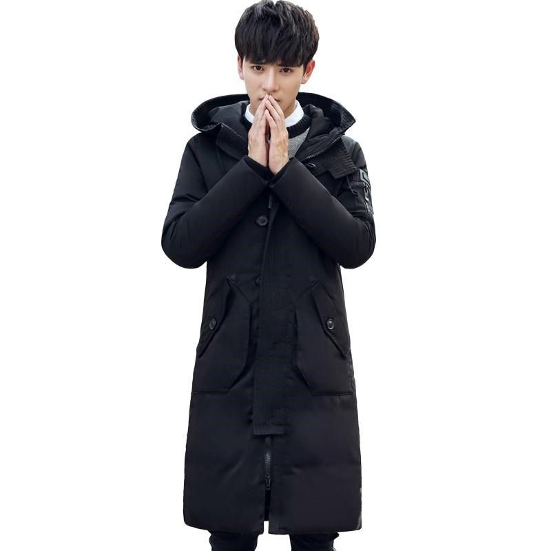 MEN WINTER WARM DOWN COAT MALE LONG THICK HOODED DOWN JACKET