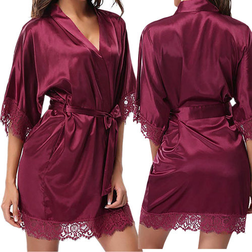 Women Sleepwear Satin Nightwear Bathrobe