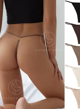 无痕跨境性感细带环扣T裤少女健身内裤 一片式纯棉裆女士丁字内裤