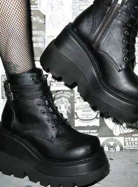 Colorful wedge heel boots plus size 43 women's shoes坡跟