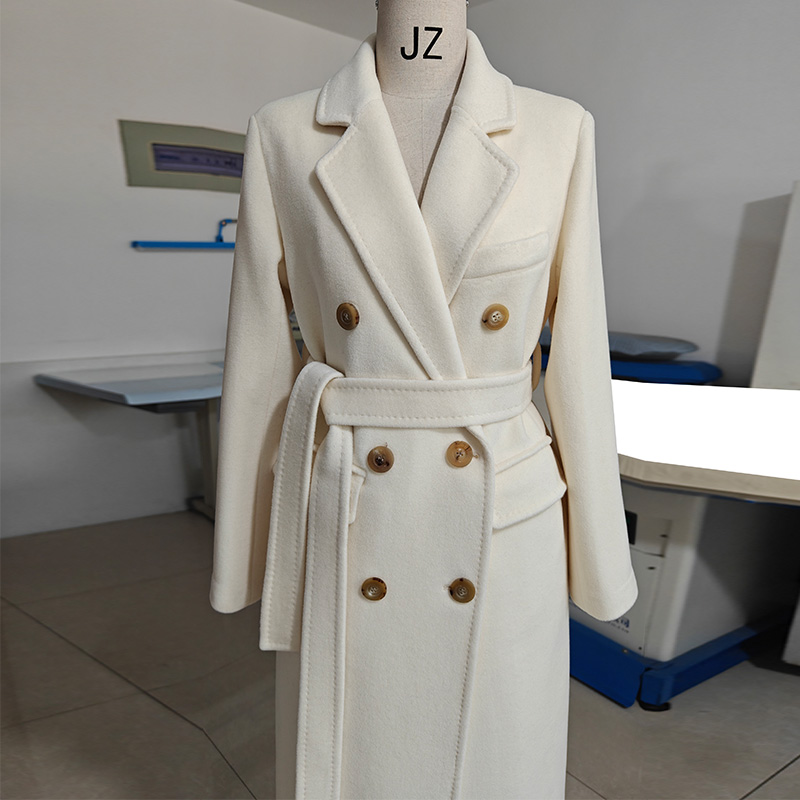 骆马绒级奢品加厚高端带里衬灰色黑色长款大衣超保暖毛呢外套女