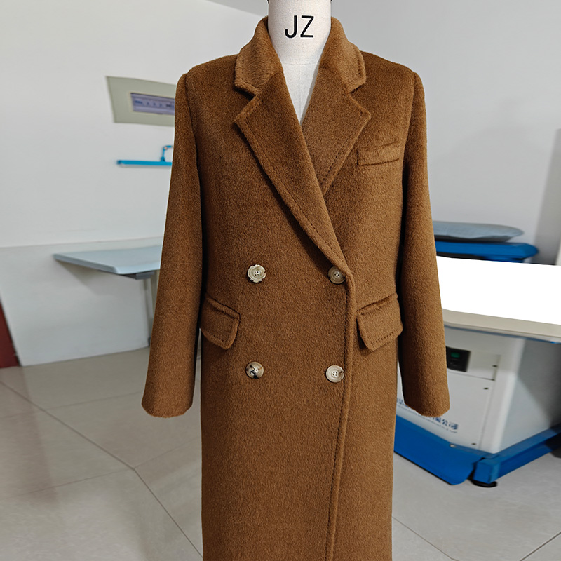 骆马绒级奢品加厚高端带里衬白色黑色长款大衣超保暖毛呢外套女