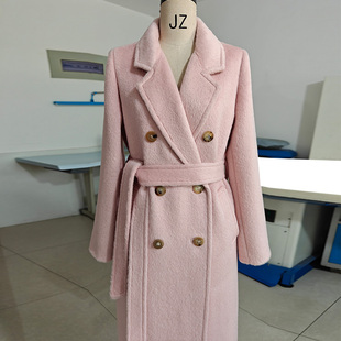 羊驼绒加厚里衬羊绒大衣黑色高端大翻领零下20度保暖中长款大衣女