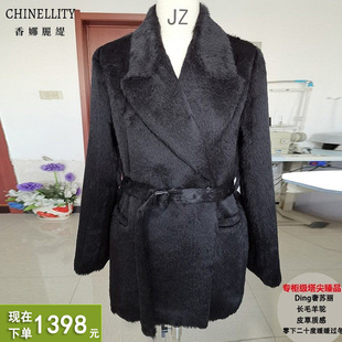 镇店秘鲁进口A级苏丽长毛羊驼皮草级短款大衣加厚保暖毛呢外套女