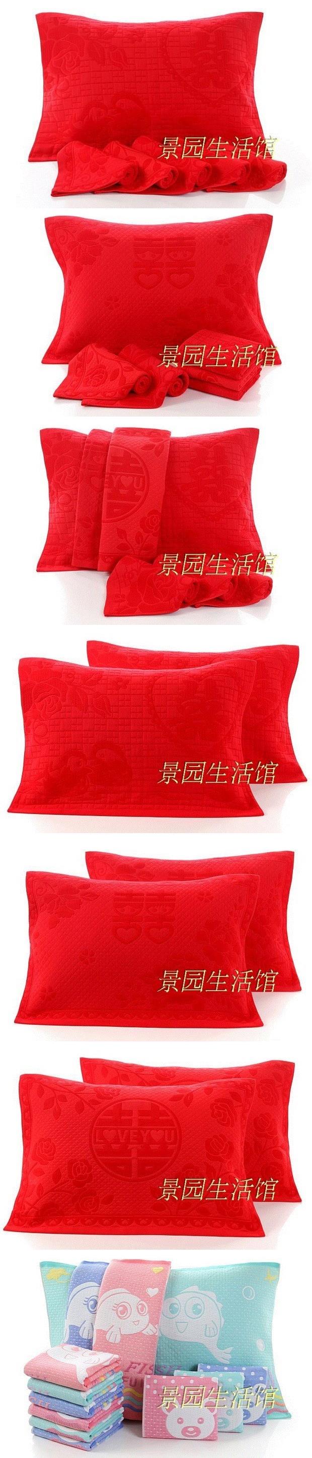 Mới lớn đỏ hồng đỏ tăng dày gối cưới khăn chồng h mừng vợ một đôi nhung cắt - Khăn gối áo gối