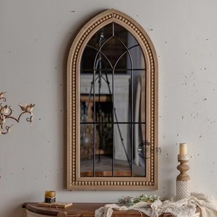 餐厅挂墙轻奢假窗户镜 饰境家用客厅玄关民宿壁挂镜欧式 复古装 美式