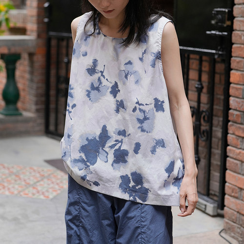 【SALE】BERGFABEL 意大利 ZOE TOP 纯棉印花上衣亚麻棉纯棉上衣