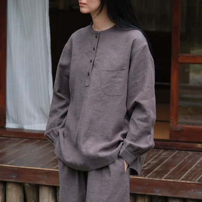 inLESS | 屿麻纪 isola e lino 汉麻羊毛半门襟上衣