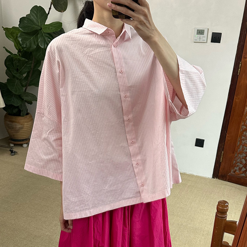 inLESS丨Apuntob P2028/TS969 棉丝衬衫短袖上衣衬衫女