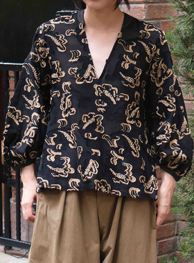 inLESS丨SUSURI シロッコブラウス Sirocco 印花衬衫上衣女
