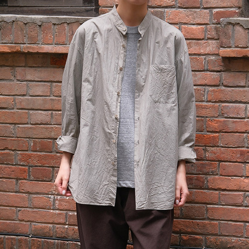 inLESS｜YOKO SAKAMOTO BAND COLLAR SHIRT 纯棉衬衫上衣女