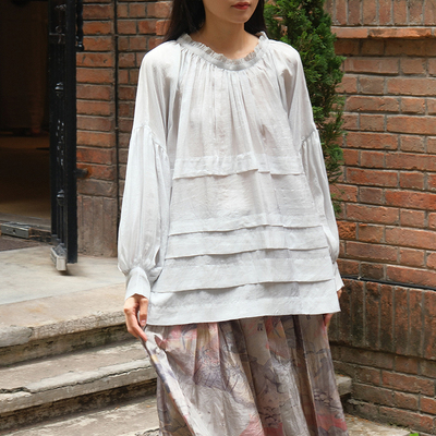 inLESS丨RUNAWAY BICYCLE ASTRID PLEATED印度真丝褶皱衬衫上衣女
