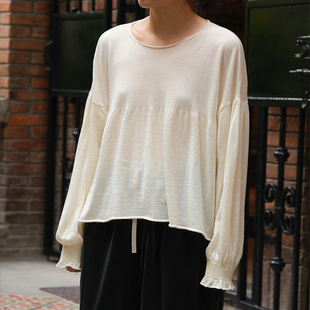 inLESS | GASA To exist Gathered sleeves 羊毛褶袖套头毛衣女