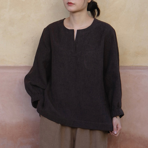 inLESS | 屿麻纪 isola e lino 磨毛亚麻开襟上衣