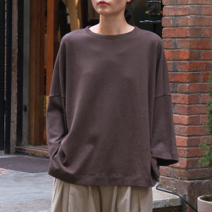 inLESS丨屿麻纪 isola e lino  汉麻棉落肩七分袖T恤
