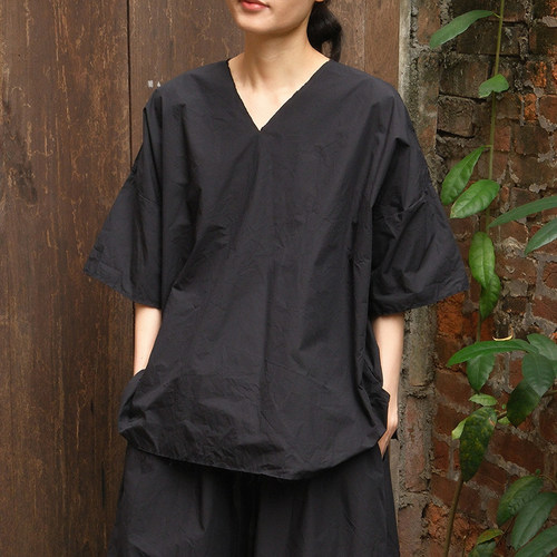 inLESS丨SCHA 1889 V-Back Short Sleeve Volume 纯棉短袖上衣