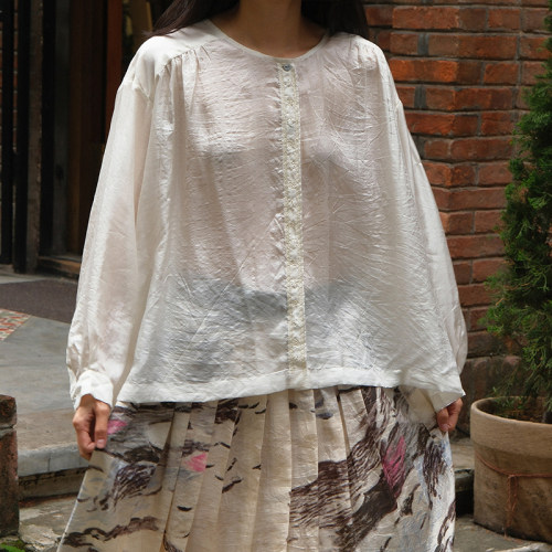 inLESS丨RUNAWAY BICYCLE IRA CHECKS BLOUSE 真丝纯色衬衫上衣女