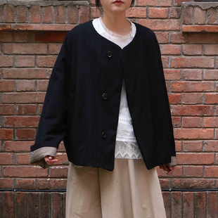 view inLESS No.14 VILLAGE Collarless羊毛无领短外套女 NATIVE