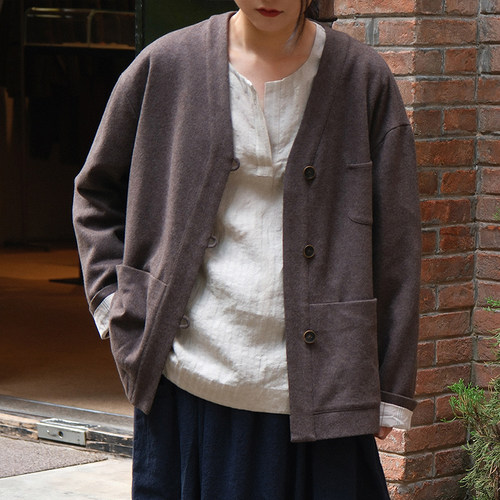 inLESS | 屿麻纪 isola e lino  绒感羊毛针织开衫