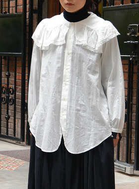 inLESS | GASA Misora Frilled collar 纯棉荷叶领衬衫上衣女
