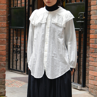 inLESS | GASA Misora Frilled collar 纯棉荷叶领衬衫上衣女