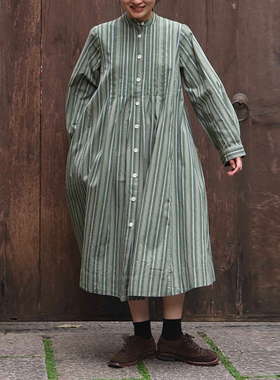 【SALE】Toast Pintuck Sleepy Stripe 纯棉抽褶慵懒条纹连衣裙女